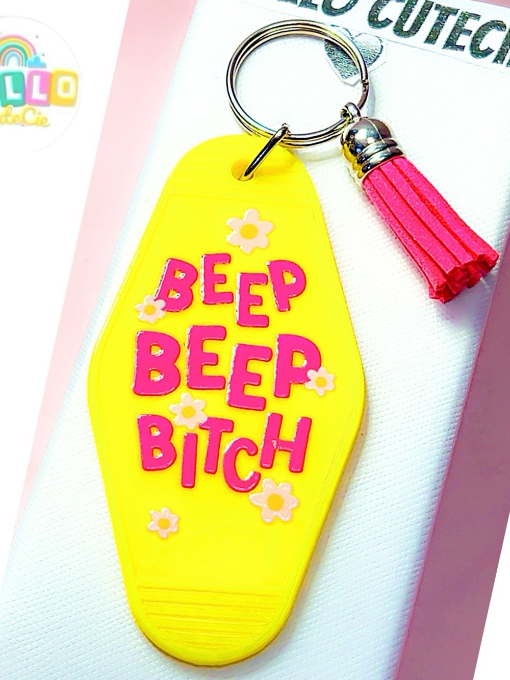 Beep Beep Bit*ch - motel keychain, bag charm, Car charm 🩷💛✨